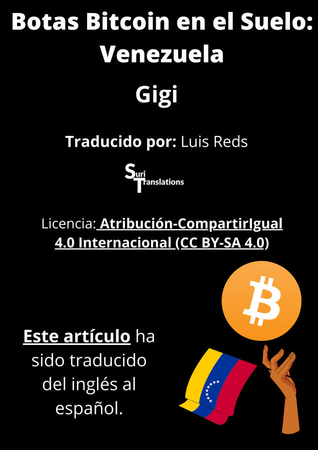 Spanish Translation of "Bitcoin Boots on the Ground: Venezuela" by Gigi